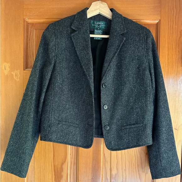 Lauren Ralph Lauren Wool Gray/Black Blazer 100% Lana Wool Woolmark Jacket 8P - Picture 3 of 8